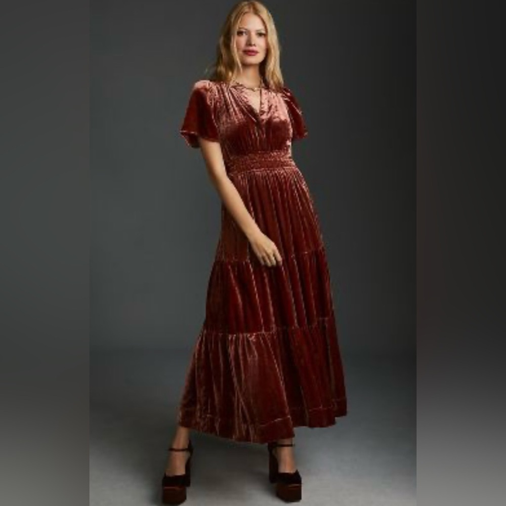 ⭐️Anthropologie⭐️ Velvet Somerset Maxi Dress in Raspberry